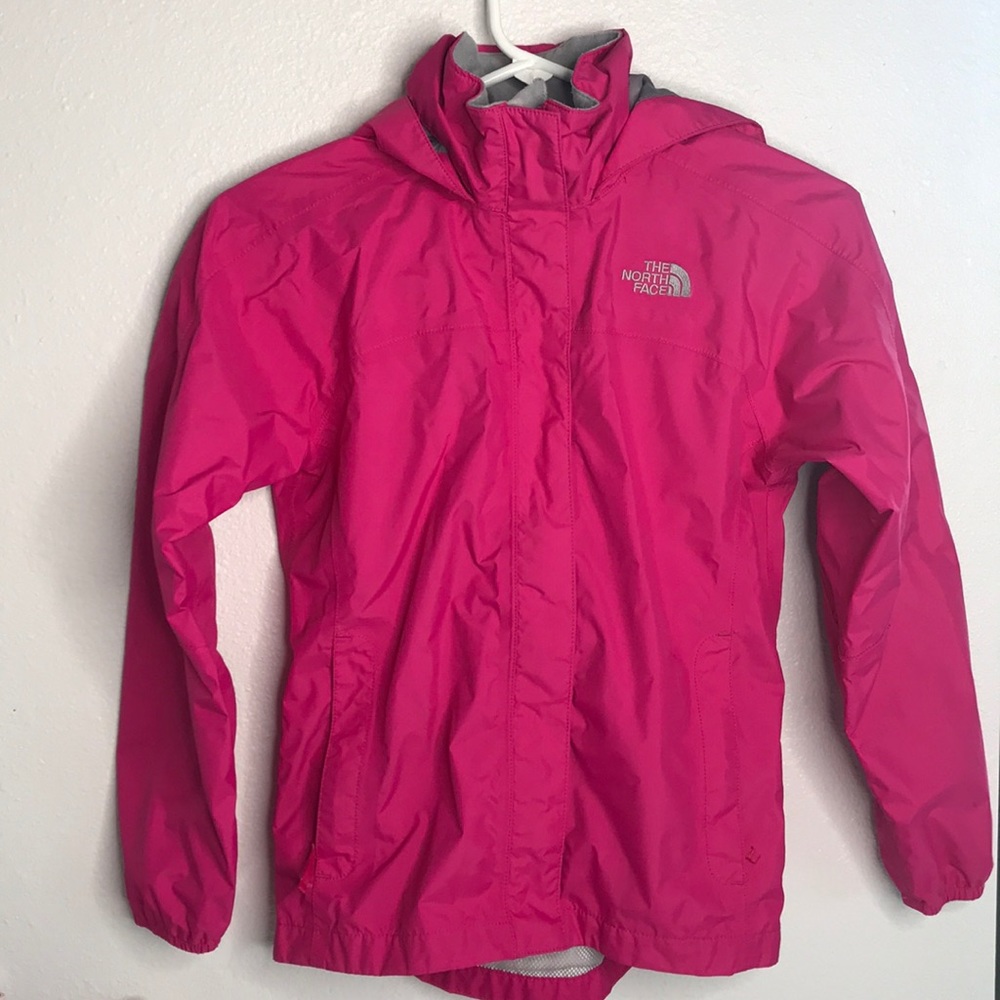 Pink North Face rain jacket